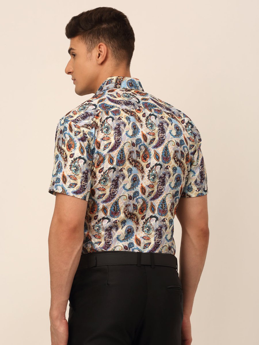 Indian Needle Men's Cotton Printed Formal Shirts - SF_828Multi_S