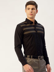 Indian Needle Men's Cotton Printed Formal Shirts - SF_805Black_S
