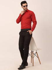 Indian Needle Men's Cotton Printed Formal Shirts - SF_821Red_S