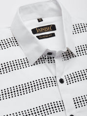 Indian Needle Men's Cotton Printed Formal Shirts - SF_805White_S