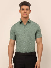 Indian Needle Men's Cotton Printed Formal Shirts - SF_823Green_S
