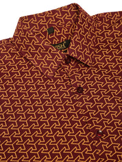 Indian Needle Men's Cotton Printed Formal Shirts - SF_821Brown_S