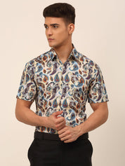 Indian Needle Men's Cotton Printed Formal Shirts - SF_828Multi_S