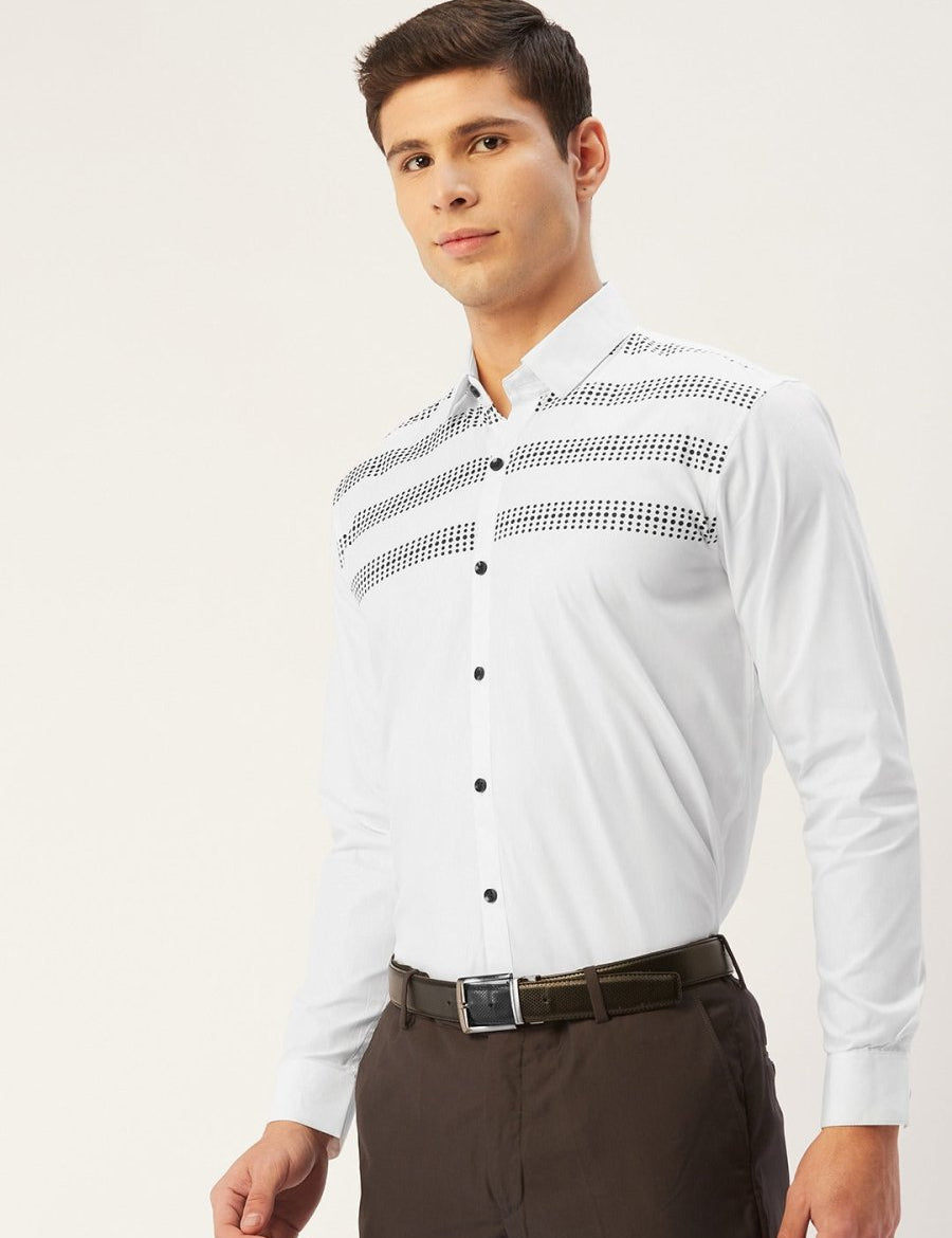 Indian Needle Men's Cotton Printed Formal Shirts - SF_805White_S