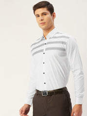 Indian Needle Men's Cotton Printed Formal Shirts - SF_805White_S
