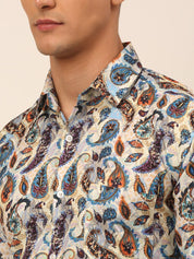 Indian Needle Men's Cotton Printed Formal Shirts - SF_828Multi_S