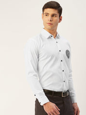 Indian Needle Men's Cotton Printed Formal Shirts - SF_807White_S
