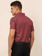 Indian Needle Men's Cotton Printed Formal Shirts - SF_823Maroon_S