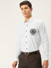 Indian Needle Men's Cotton Printed Formal Shirts - SF_806White_S