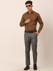 Indian Needle Men's Cotton Printed Formal Shirts - SF_821Beige_S