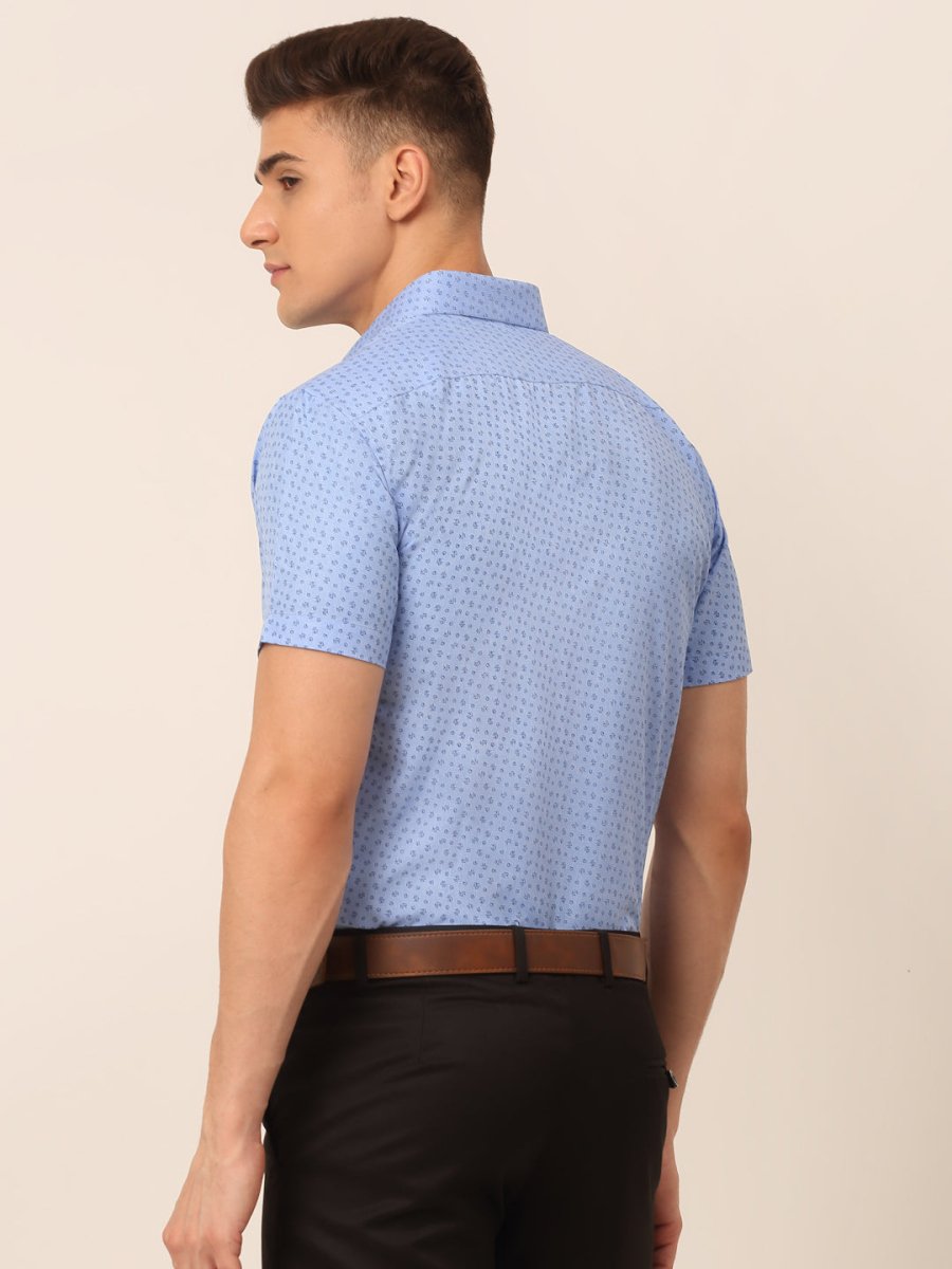 Indian Needle Men's Cotton Printed Formal Shirts - SF_823Light-Blue_S