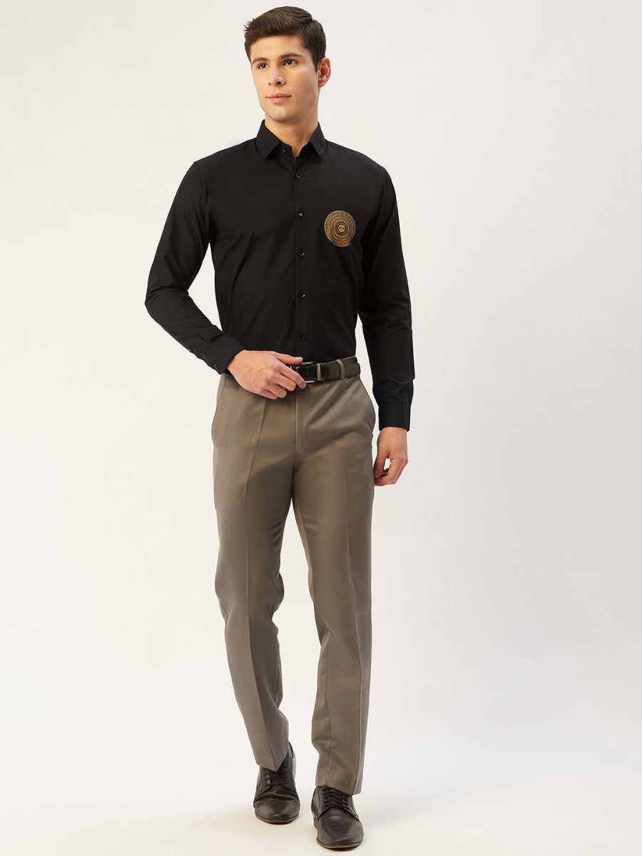 Indian Needle Men's Cotton Printed Formal Shirts - SF_807Black_S