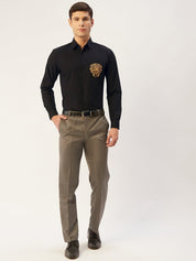 Indian Needle Men's Cotton Printed Formal Shirts - SF_806Black_S