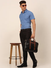 Indian Needle Men's Cotton Printed Formal Shirts - SF_823Blue_S