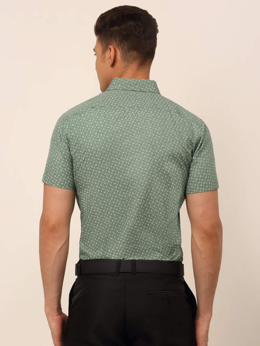 Indian Needle Men's Cotton Printed Formal Shirts - SF_823Green_S