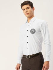 Indian Needle Men's Cotton Printed Formal Shirts - SF_807White_S