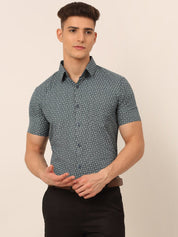 Indian Needle Men's Cotton Printed Formal Shirts - SF_823Grey_S