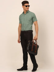 Indian Needle Men's Cotton Printed Formal Shirts - SF_823Green_S