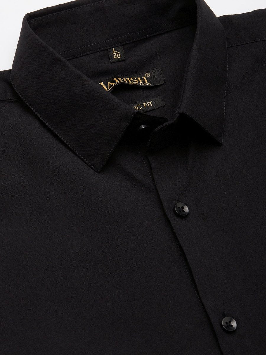 Indian Needle Men's Cotton Printed Formal Shirts - SF_807Black_S