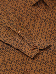 Indian Needle Men's Cotton Printed Formal Shirts - SF_821Beige_S