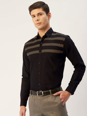 Indian Needle Men's Cotton Printed Formal Shirts - SF_805Black_S