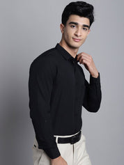 Indian Needle Men's Cotton Solid Black Formal Shirt's - SF_361Black_S