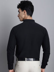 Indian Needle Men's Cotton Solid Black Formal Shirt's - SF_361Black_S