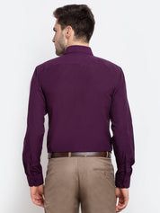 Indian Needle Men's Cotton Solid Burgundy Purple Formal Shirt's - SF_361Burgundy_S