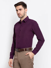 Indian Needle Men's Cotton Solid Burgundy Purple Formal Shirt's - SF_361Burgundy_S