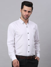 Indian Needle Men's Cotton Solid Button Down Formal Shirts - SF_734White_S