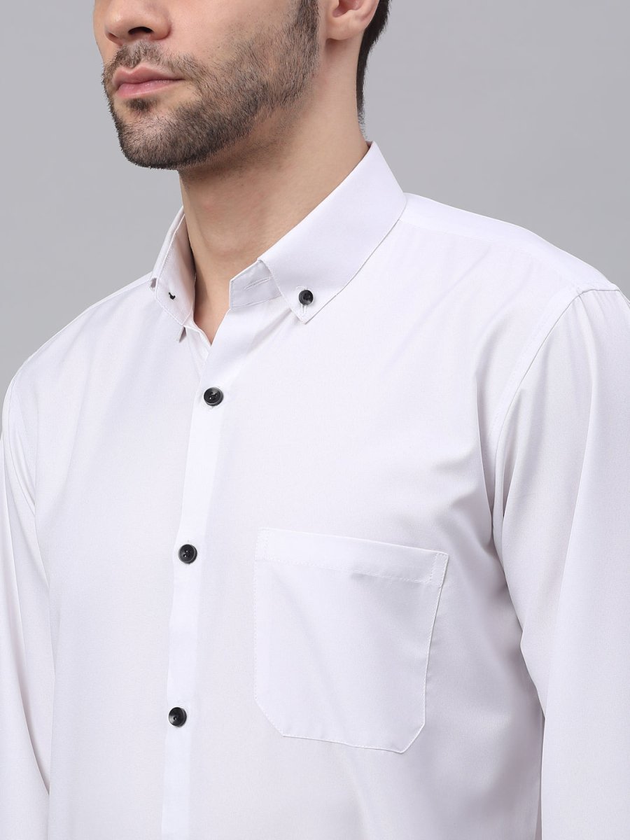 Indian Needle Men's Cotton Solid Button Down Formal Shirts - SF_734White_S