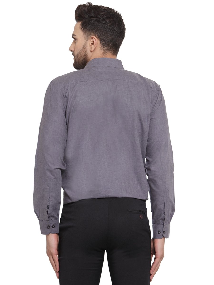 Indian Needle Men's Cotton Solid Charcoal Grey Formal Shirt's - SF_361Charcoal_S