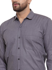 Indian Needle Men's Cotton Solid Charcoal Grey Formal Shirt's - SF_361Charcoal_S