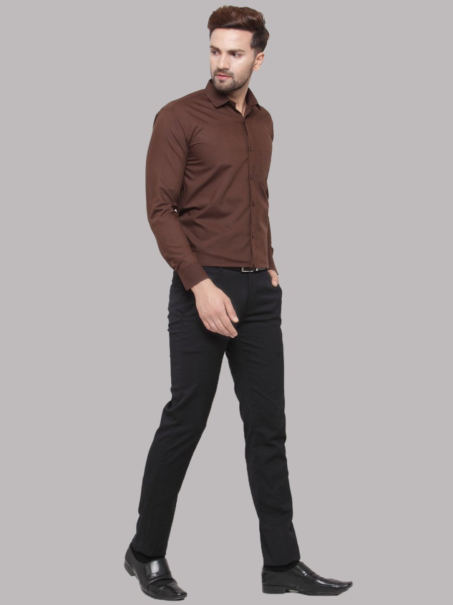 Indian Needle Men's Cotton Solid Coffee Formal Shirt's - SF_361Coffee_S