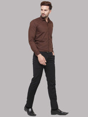Indian Needle Men's Cotton Solid Coffee Formal Shirt's - SF_361Coffee_S