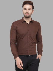 Indian Needle Men's Cotton Solid Coffee Formal Shirt's - SF_361Coffee_S