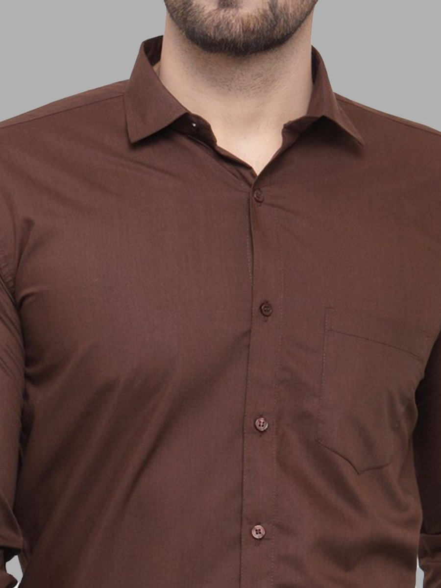 Indian Needle Men's Cotton Solid Coffee Formal Shirt's - SF_361Coffee_S