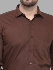 Indian Needle Men's Cotton Solid Coffee Formal Shirt's - SF_361Coffee_S