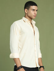 Indian Needle Men's Cotton Solid Cream Formal Shirt's - SF_361Cream_S