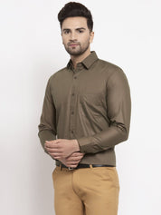 Indian Needle Men's Cotton Solid Dark Brown Formal Shirt's - SF_361Dark-Brown_S