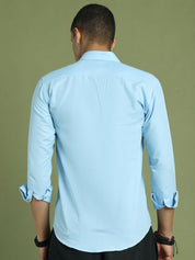 Indian Needle Men's Cotton Solid Firozi Blue Formal Shirt's - SF_361Firozi_S