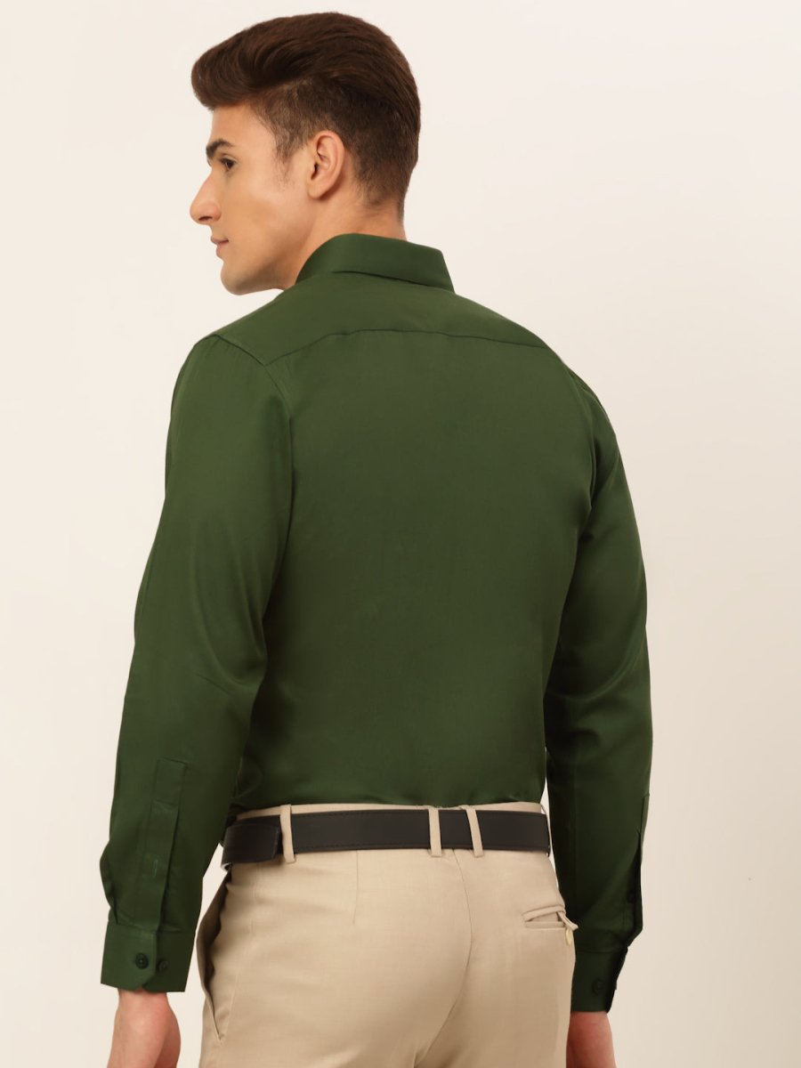 Indian Needle Men's Cotton Solid Formal Shirt's - SF_835Olive_S