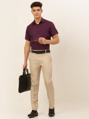 Indian Needle Men's Cotton Solid Formal Shirt's - SF_833Wine_S