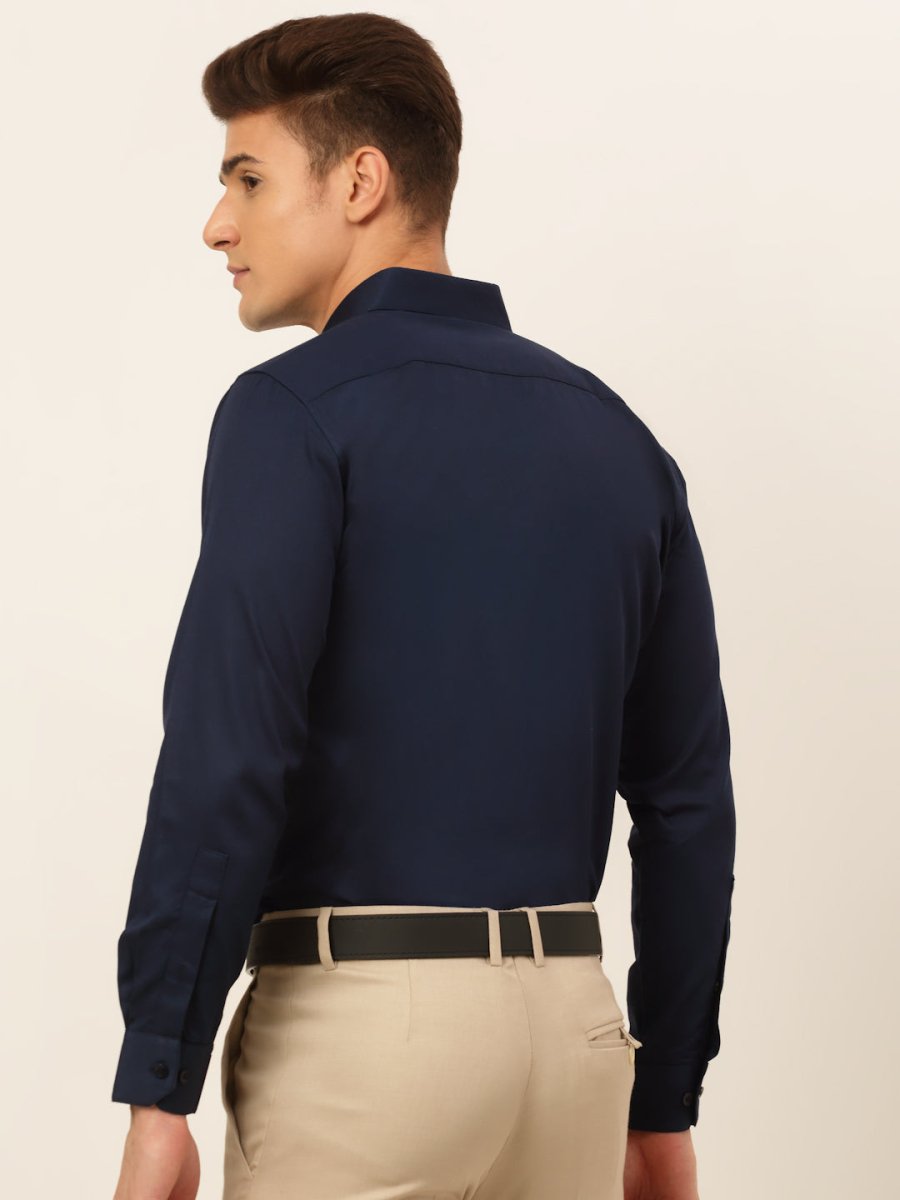 Indian Needle Men's Cotton Solid Formal Shirt's - SF_835Navy_S