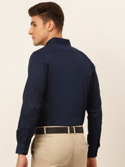 Indian Needle Men's Cotton Solid Formal Shirt's - SF_835Navy_S