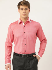 Indian Needle Men's Cotton Solid Formal Shirts - SF_796Red_S