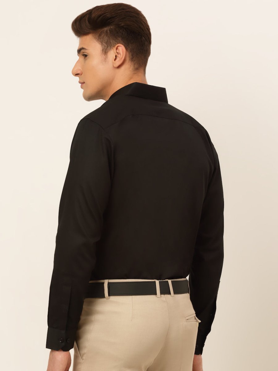 Indian Needle Men's Cotton Solid Formal Shirt's - SF_835Black_S