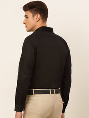 Indian Needle Men's Cotton Solid Formal Shirt's - SF_835Black_S