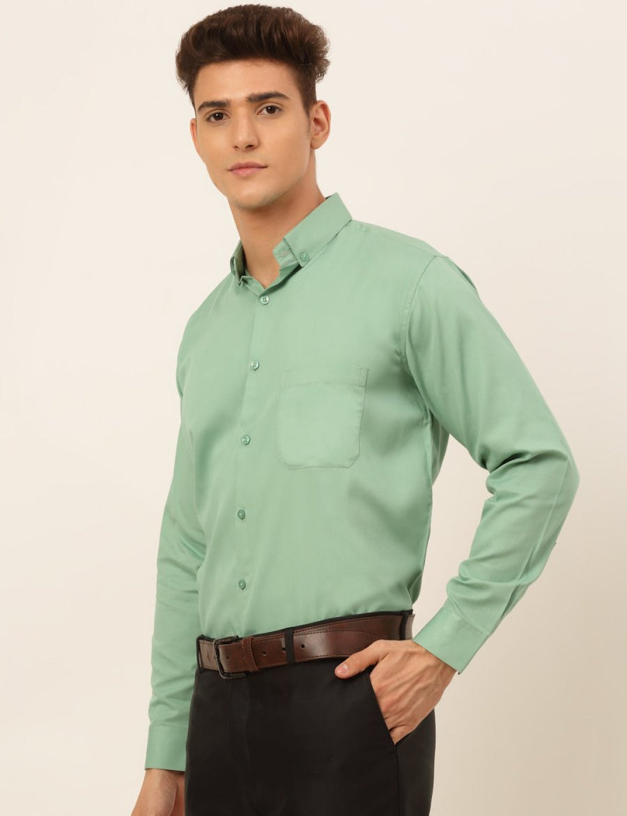 Indian Needle Men's Cotton Solid Formal Shirt's - SF_835Pista_S