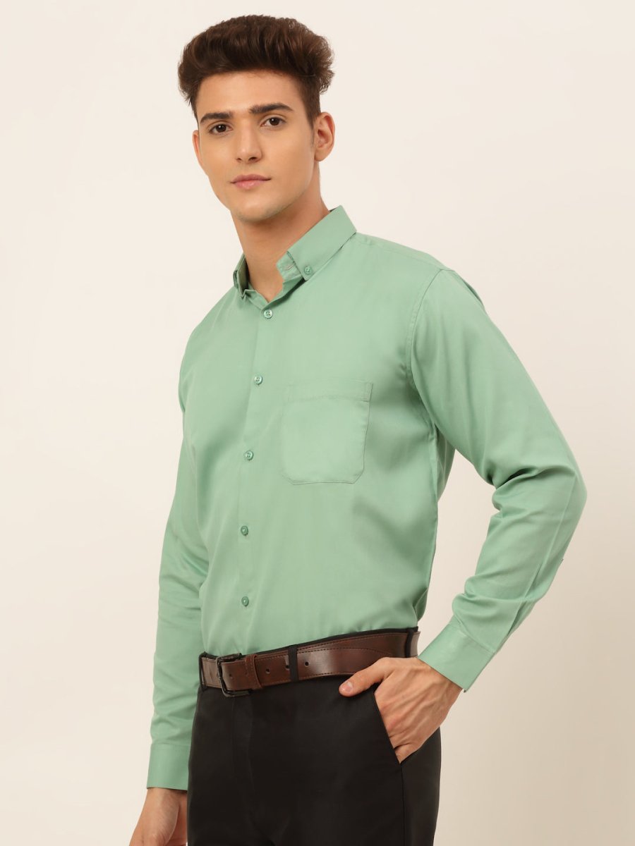 Indian Needle Men's Cotton Solid Formal Shirt's - SF_835Pista_S